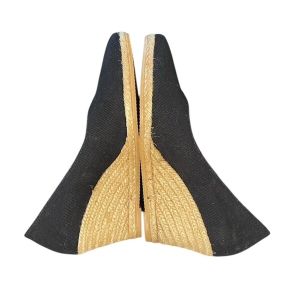 Viscata Barcelona Womens Black V cut Canvas Wedge Espadrilles Euro Size 36 Us 6 - Picture 5 of 11